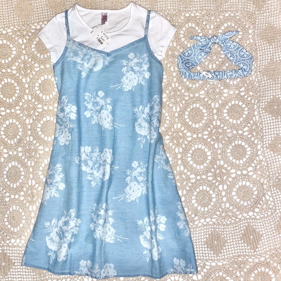 Justice Size 12 Chambray Tank & Tee Dress & Hair! - Picture 5 of 5